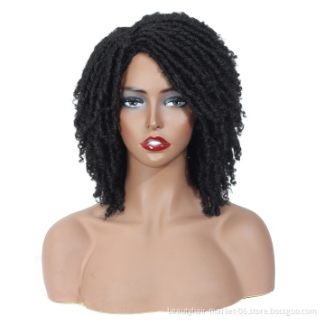 soft dread braids style natural color synthetic faux locs crochet braiding hair wig african short braided wigs for black women